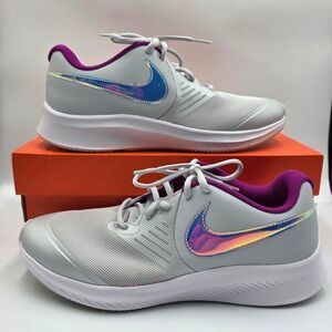 Nike Star Runner 2 Kids Silver Purple Iridescent Running Shoes CW3294-001 6.5Y